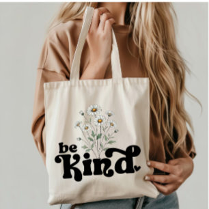 Bolso De Tela Daisies de época con cita - Sé amable