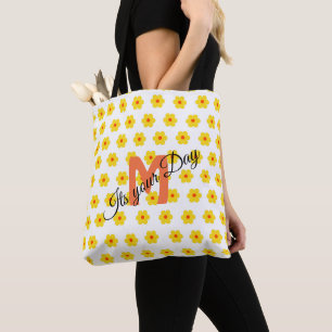 Bolso De Tela Daisies flores amarillas y Naranjas y blancas