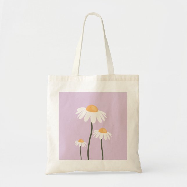 Bolso De Tela Daisies Flores Lavender Floral (Frente)