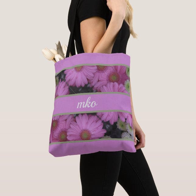 Bolso De Tela Daisies rosados (Detalle)