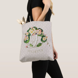 Bolso De Tela Daisies se escribieron con un monograma y un nombr