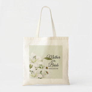 Bolso De Tela Daisies Y Lilies Blancos Fondo Verde Claro