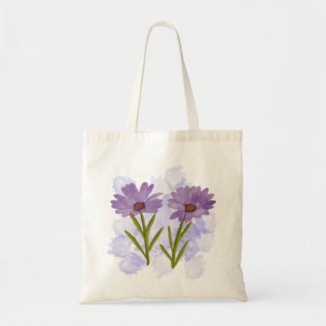 Bolso De Tela Daisy africano de acuarela pintado a mano (Frente)