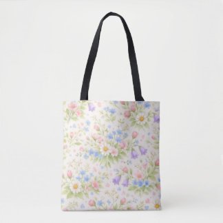 Bolso De Tela Daisy, Bellflower y Blue Blossom Botánico
