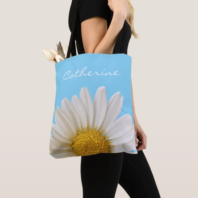 Bolso De Tela Daisy blanco personalizado (Detalle)