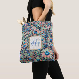 Bolso De Tela Daisy Blues Nombre completo personalizado