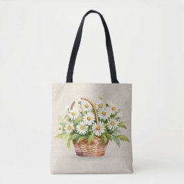 Bolso De Tela Daisy Bouquet De Acuarela En Cesta