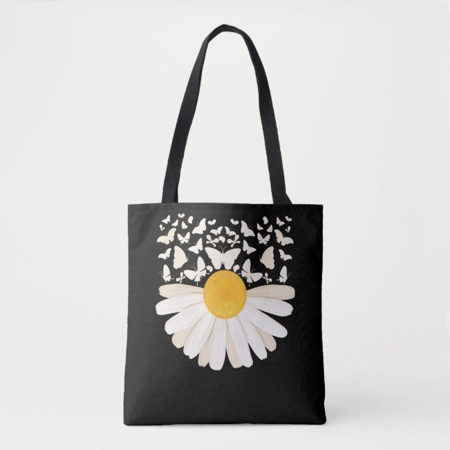 Bolso De Tela Daisy Butterflies Flower Women Cute Garden (Anverso)