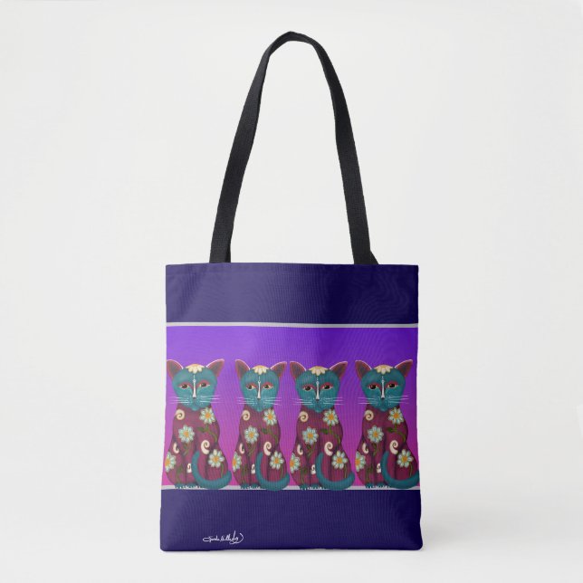 Bolso De Tela Daisy Cats (Anverso)