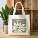 Bolso De Tela Daisy de moda con gris y amarillo<br><div class="desc">Una obra de arte zen y caprichosa,  hipster. Puede añadir un nombre,  un monograma u otro texto personalizado. Si necesita mover el dibujo,  haga clic en el botón personalizar para realizar cambios.</div>