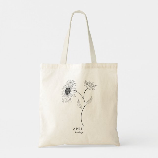 Bolso De Tela Daisy - Flor del mes de nacimiento de abril (Reverso)