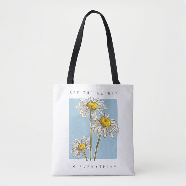 Bolso De Tela Daisy Flowers Beauty Slogan (Anverso)