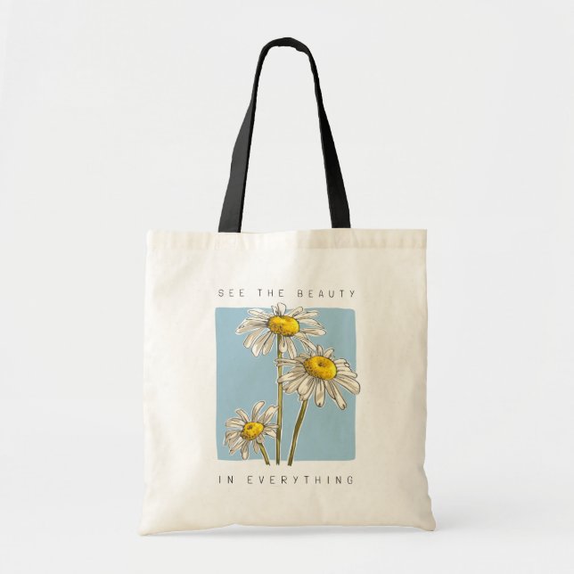 Bolso De Tela Daisy Flowers Beauty Slogan (Frente)