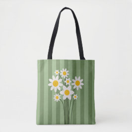 Bolso De Tela DAISY GREEN - Stripes & Daisies Tote Bag