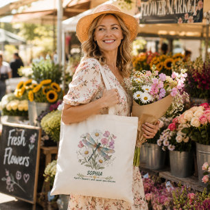 Bolso De Tela Daisy Libélula Personalizada Flor de Cumpleaños de