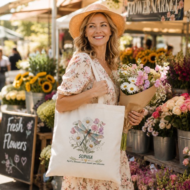 Bolso De Tela Daisy Libélula Personalizada Flor de Cumpleaños de (Subido por el creador)
