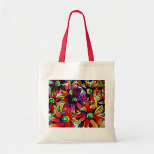 Bolso De Tela Daisy Straw flores silvestres multicolores arte