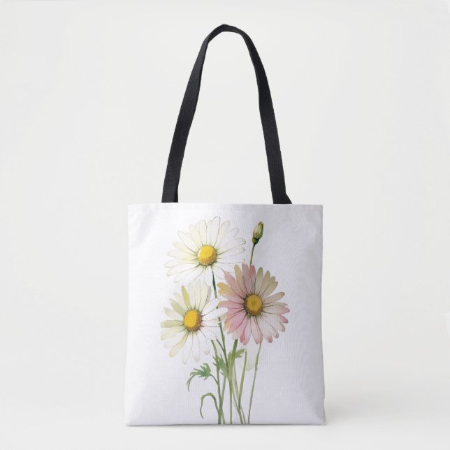 Bolso De Tela Daisy Watercolor Flower Profesional Moderno (Anverso)