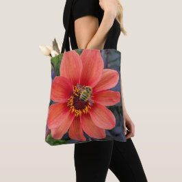 Bolso De Tela Dalia naranja con abeja peluda floral