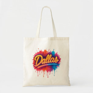Bolso De Tela Dallas Neon Street Art Splash - Retro Vibrant City