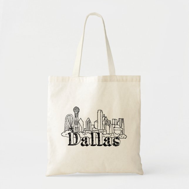 Bolso De Tela Dallas Skyline Art Design Dallas Skyline Design (Frente)
