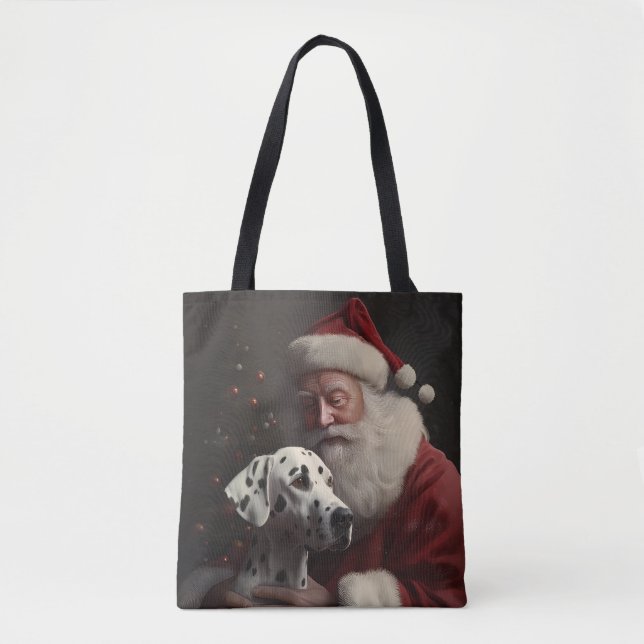 Bolso De Tela Dalmacia Con Navidades Festejos De Santa Claus (Anverso)