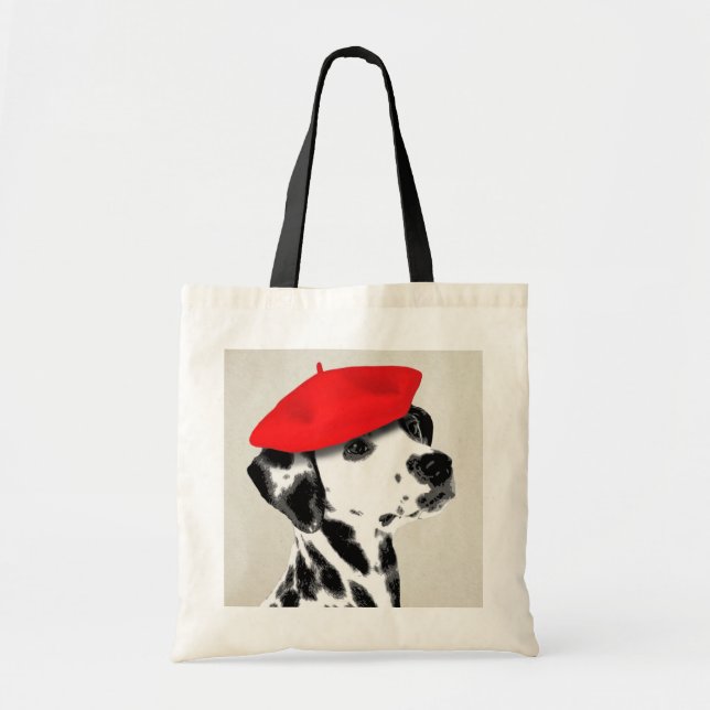 Bolso De Tela Dalmatiano con Beret Rojo (Frente)