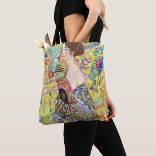 Bolso De Tela Dama con abanico de Gustav Klimt, Japonismo vintag