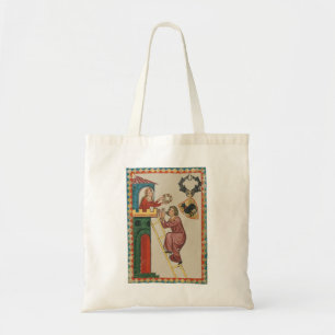 Bolso De Tela Dama dando regalo a pretendiente, siglo XIV