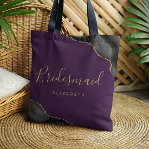 Bolso De Tela Dama de Honor Agata Púrpura Oro Negro