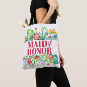 Bolso De Tela Dama de Honor Boda Tropical en Destino de Playa
