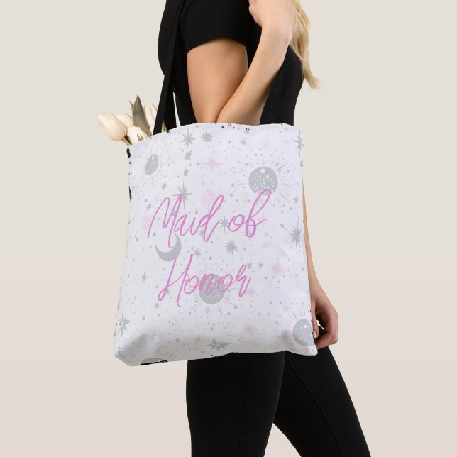 Bolso De Tela Dama de Honor Celestial Negra y Rosa (Detalle)