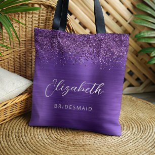 Bolso De Tela Dama de Honor con Glam Metalizado Moderno Script