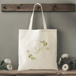 Bolso De Tela Dama de honor con monograma de vegetación geométri