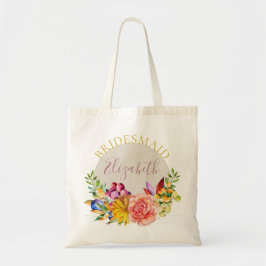 Bolso De Tela Dama de honor con ramo floral con nombre