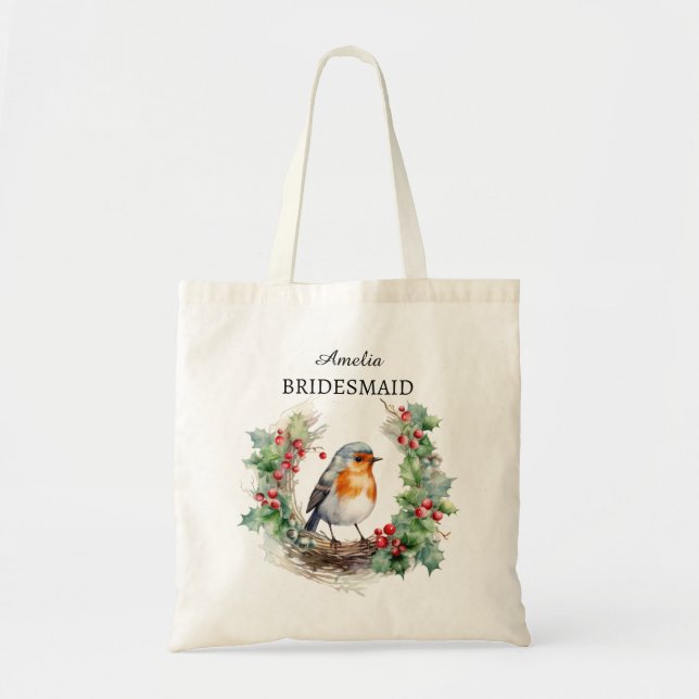 Bolso De Tela Dama de honor con tema de Navidad (Frente)