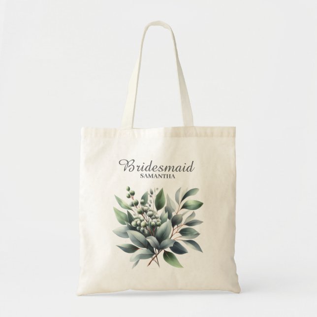 Bolso De Tela Dama de Honor de Eucalipto Verde (Frente)