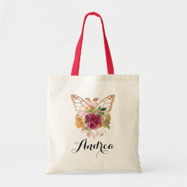 Bolso De Tela Dama de honor de mariposa y flores de acuarela boh