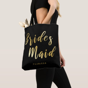 Bolso De Tela Dama de honor elegante de negro y dorado