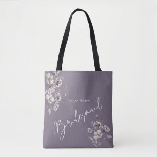 Bolso De Tela Dama de honor elegante minimalista de acuarela púr