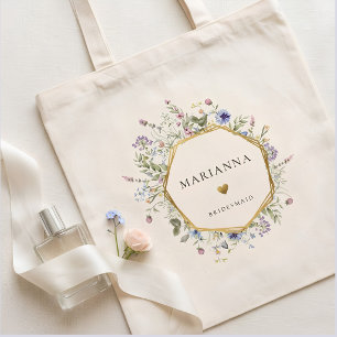 Bolso De Tela Dama de Honor Flor Silvestre Dorada