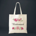 Bolso De Tela Dama de honor floral color de rosa rosada de<br><div class="desc">Dama de honor floral color de rosa rosada elegante de encargo</div>