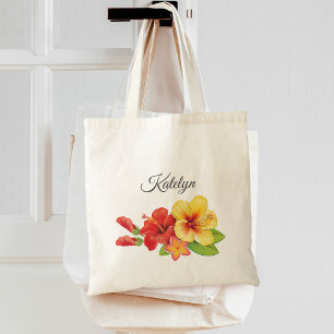 Bolso De Tela Dama de honor floral tropical de hibisco
