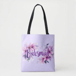 Bolso De Tela Dama de honor flores de lavanda rosa 