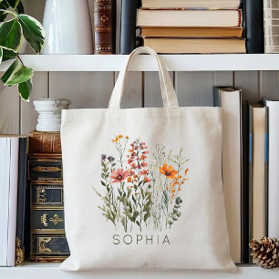 Bolso De Tela Dama de honor Flores silvestres personalizadas D