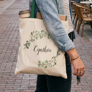 Bolso De Tela Dama de honor geométrica de eucalipto verde