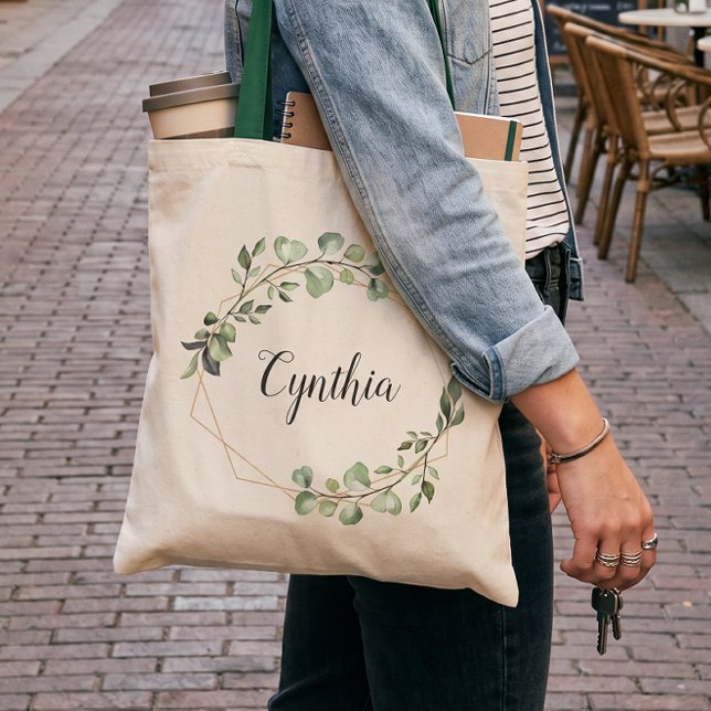Bolso De Tela Dama de honor geométrica de eucalipto verde (Subido por el creador)