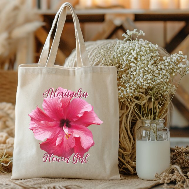 Bolso De Tela Dama de honor Hibisco Rosa Personalizado (Subido por el creador)