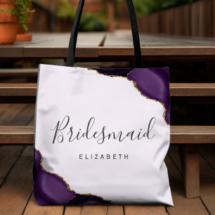 Bolso De Tela Dama de Honor Lavanda Ágata Dorada Púrpura