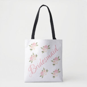 Bolso De Tela Dama de honor lindo rosa floral guión